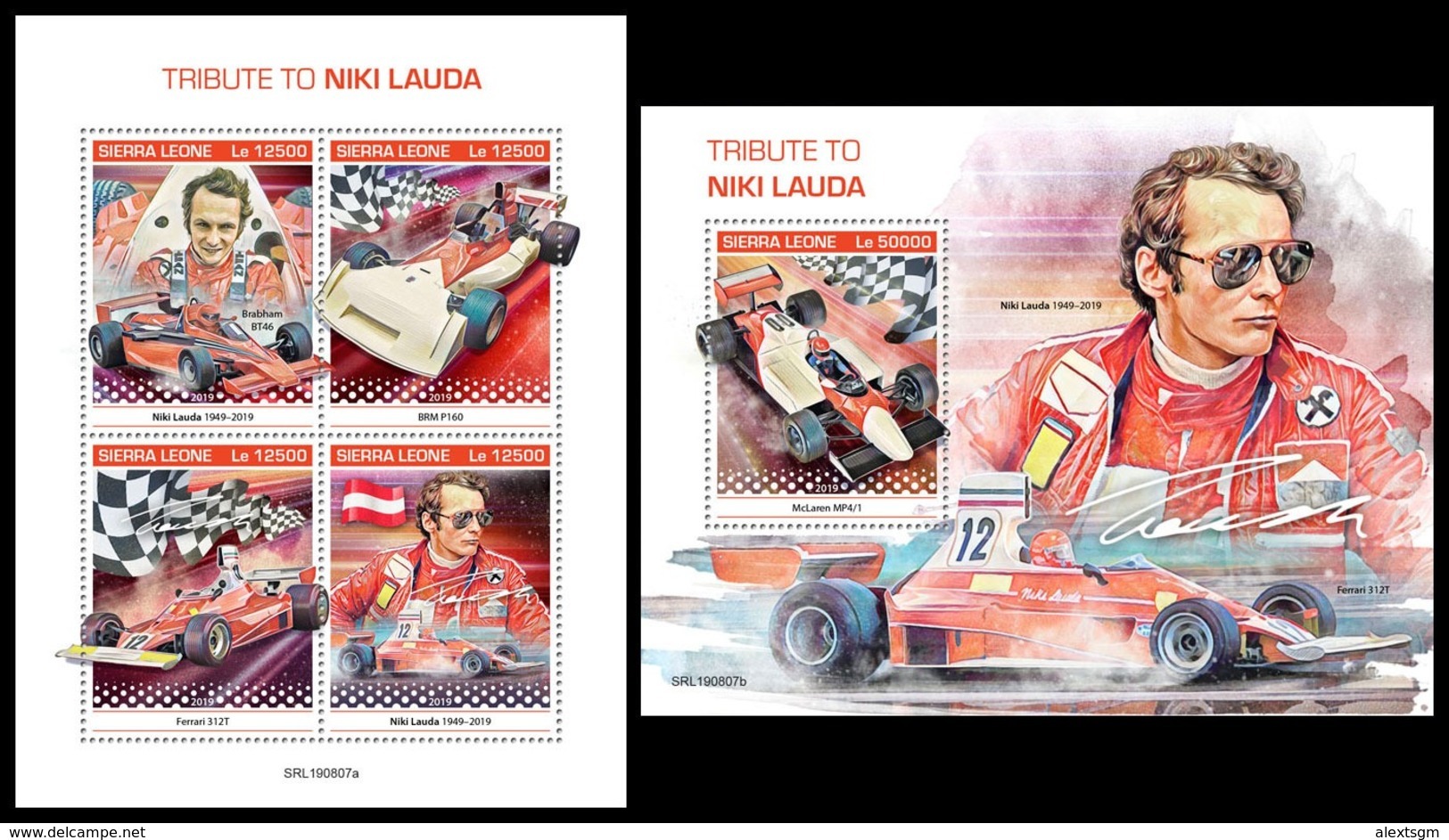 SIERRA LEONE 2019 - Niki Lauda, Ferrari. M/S + S/S Official Issue [SL190807] - Auto's