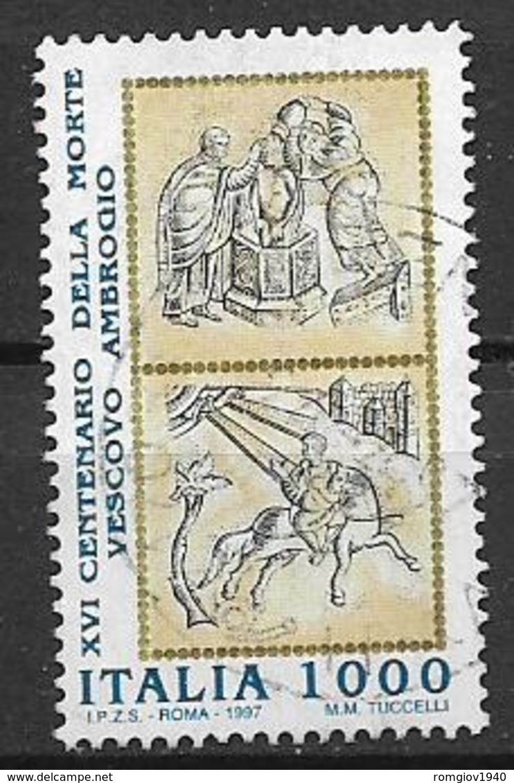 ITALia 1997 CENTENARIO DELLA MORTE DEL VESCOVO AMBROGIO SASS. 2269 USATO VF - 1991-00: Usati