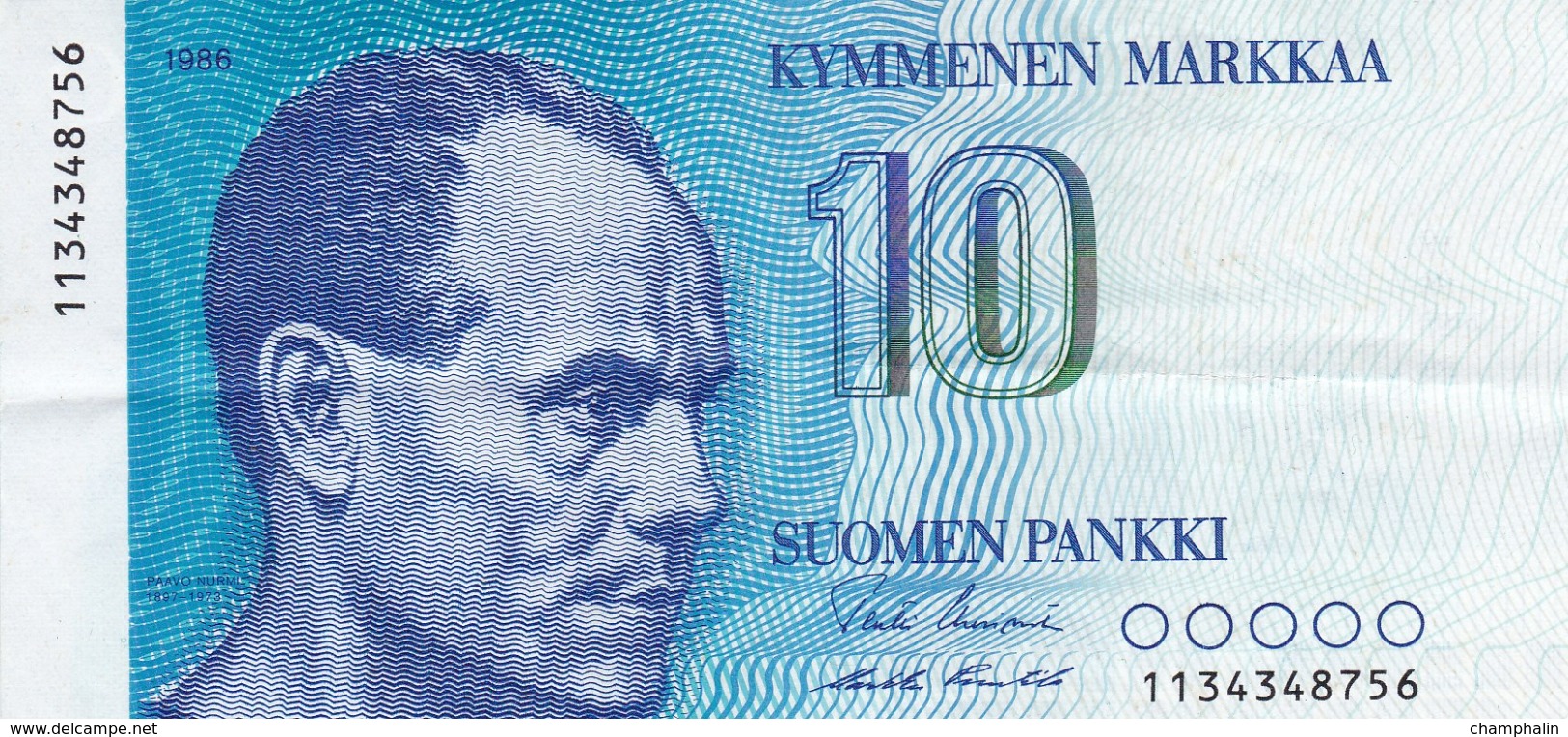 Finlande - Billet De 10 Markkaa - Paavo Nurmi - 1986 - Finlandia