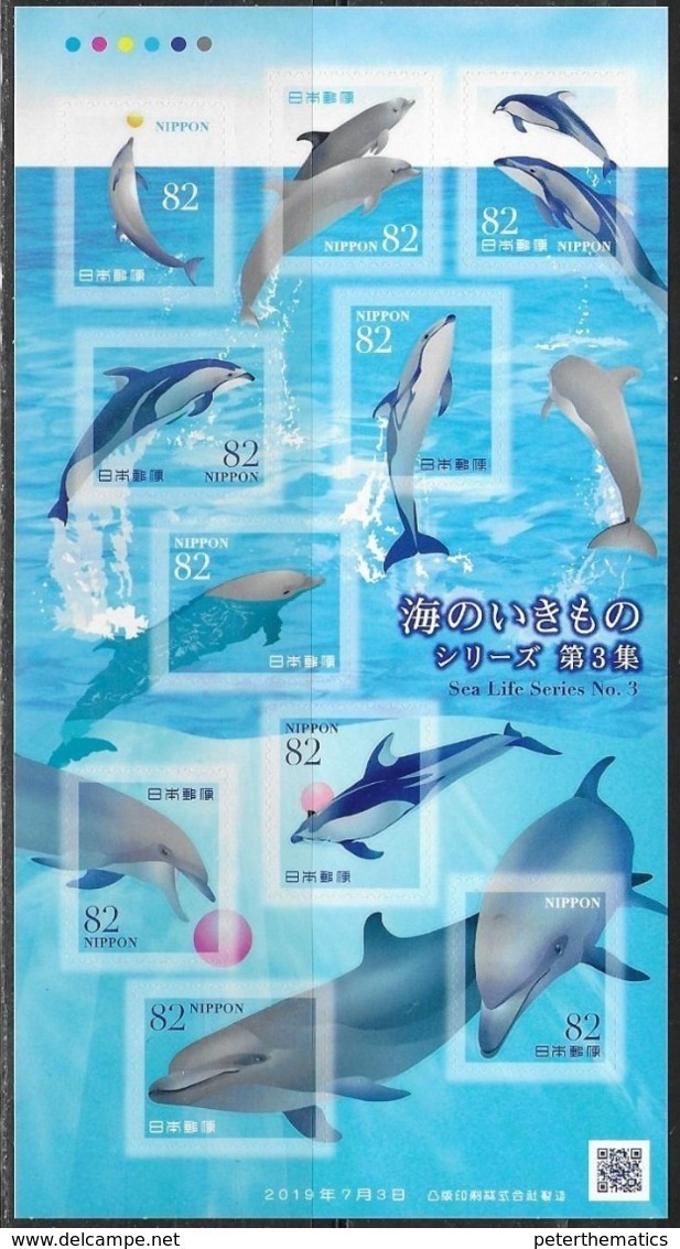 JAPAN, 2019, MNH, MARINE LIFE, DOLPHINS,  SHEETLET - Delfines