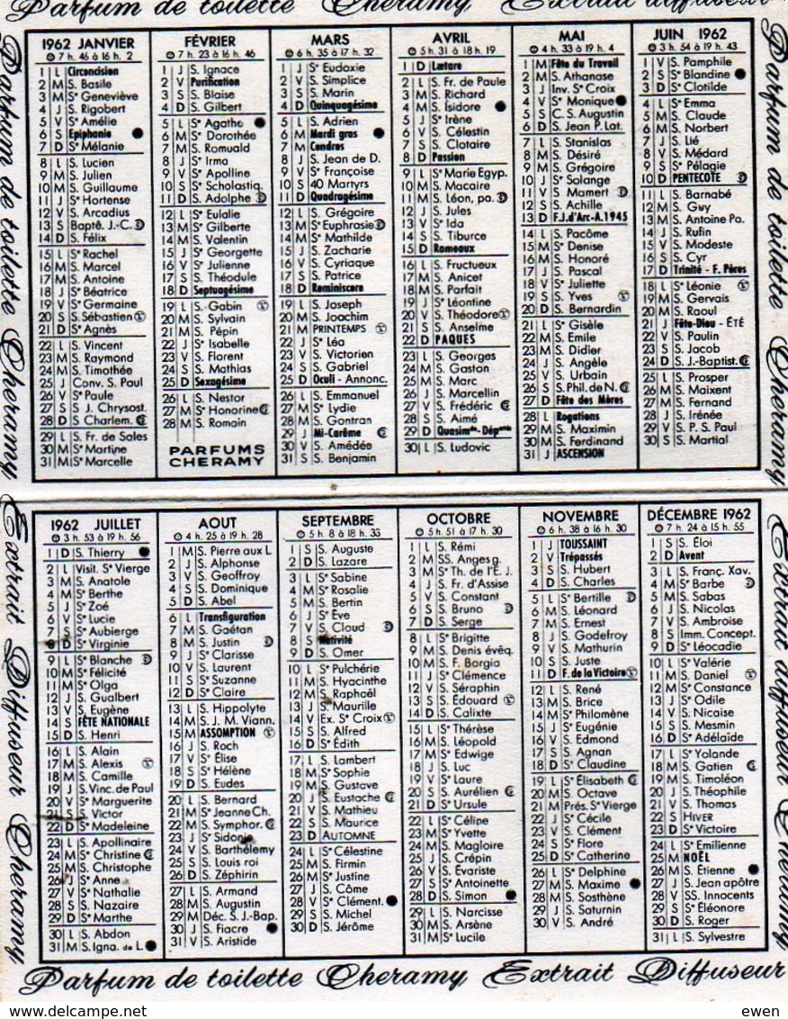 2 Calendriers De Poche Parfumés Années 60. Commerces De Authon-du-Perche. - Petit Format : 1961-70