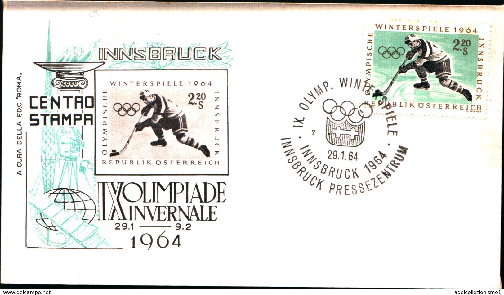 7228) AUSTRIA-FDC DELLA IX OLIMPIADE INVERNALE INNSBRUK  29-1-1964 - FDC