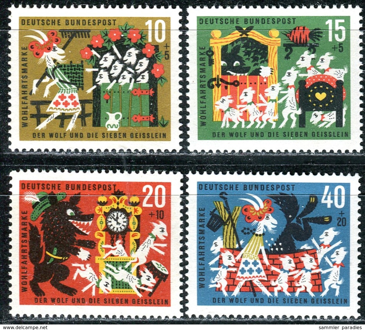 BRD - Mi 408 / 411 - ** Postfrisch (A) - Der Wolf Und Die Sieben Geißlein, Wohlfahrt 63 - Unused Stamps