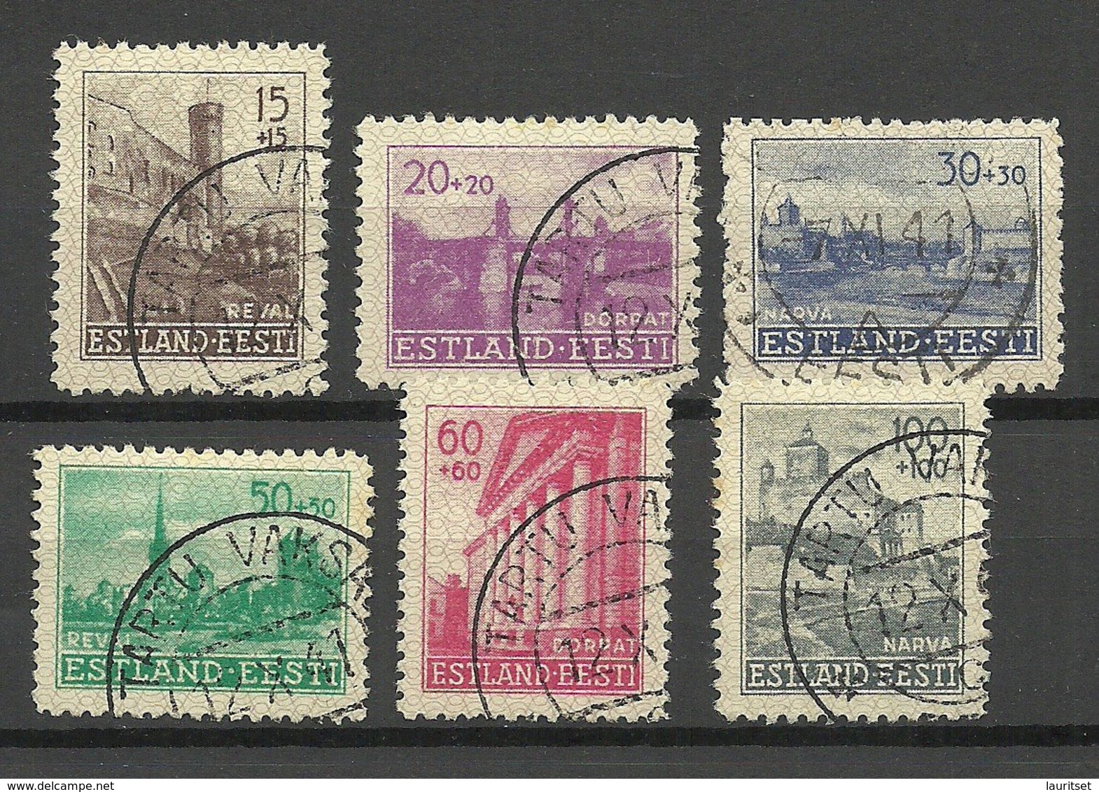 Estland Estonia 1941 German Occupation Michel 4 - 9 O Tartu-Vaksal - Occupazione 1938 – 45