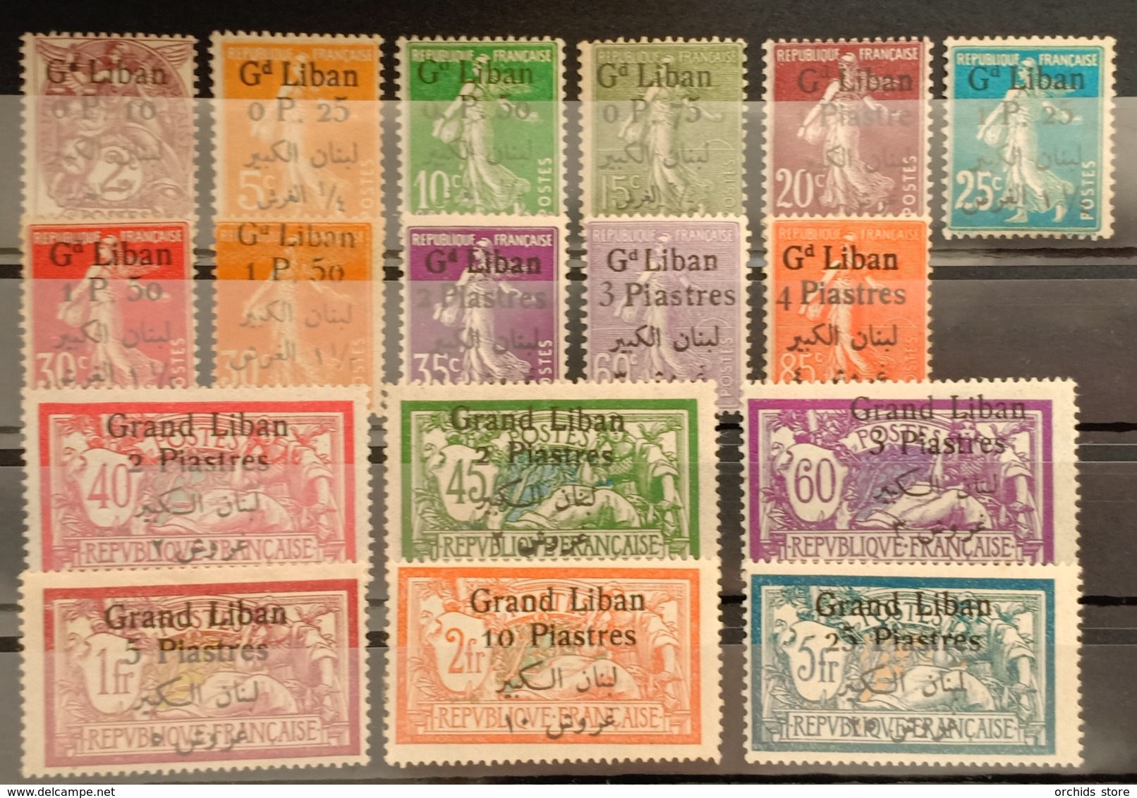 JI - Lebanon 1924 Complete Set 17v. GRAND LIBAN Two Languages All MNH ! Rare - Lebanon