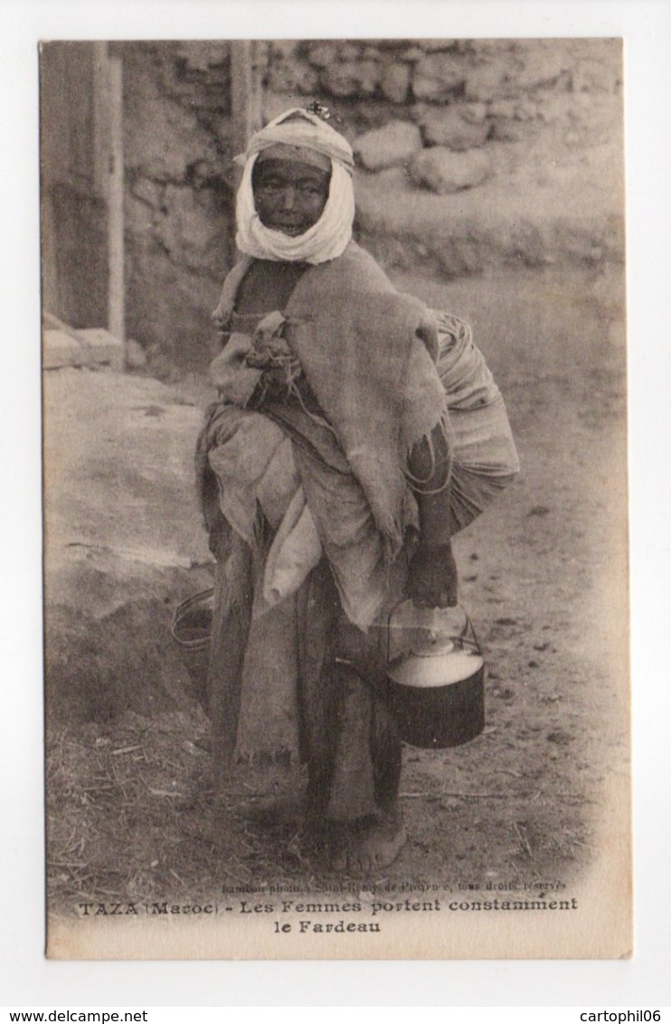 - CPA TAZA (Maroc) - Les Femmes Portent Constamment Le Fardeau (superbe Gros Plan 1916) - Photo Chambon - - Autres & Non Classés