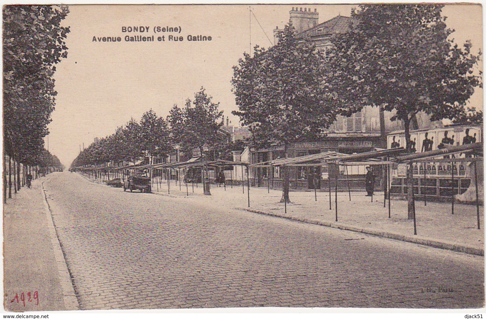 93 - BONDY (Seine) / Avenue Gallieni Et Rue Gatine / Personnages, Voiture / 1929 - Bondy