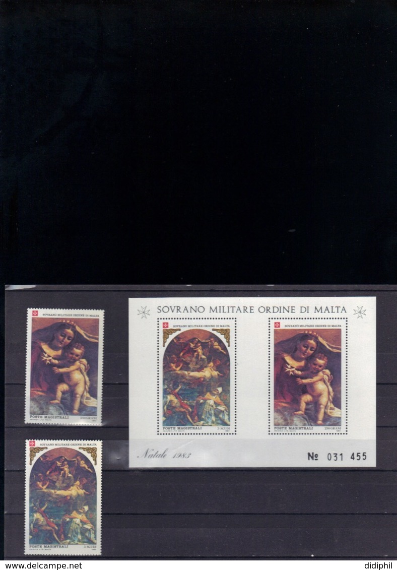 ORDRE DE MALTE 227/228** + FEUILLET F227 SUR NOEL 1983 - Malte (Ordre De)