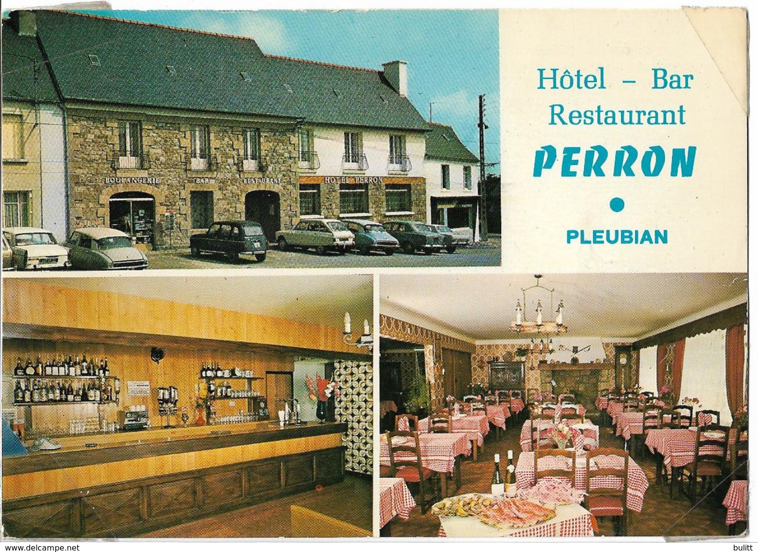PLEUBIAN - Hôtel - Bar - Restaurant PERRON - Vues - Voiture : Citroen DS - Peugeot 403 - 404 - Renautl 4L - Pleubian