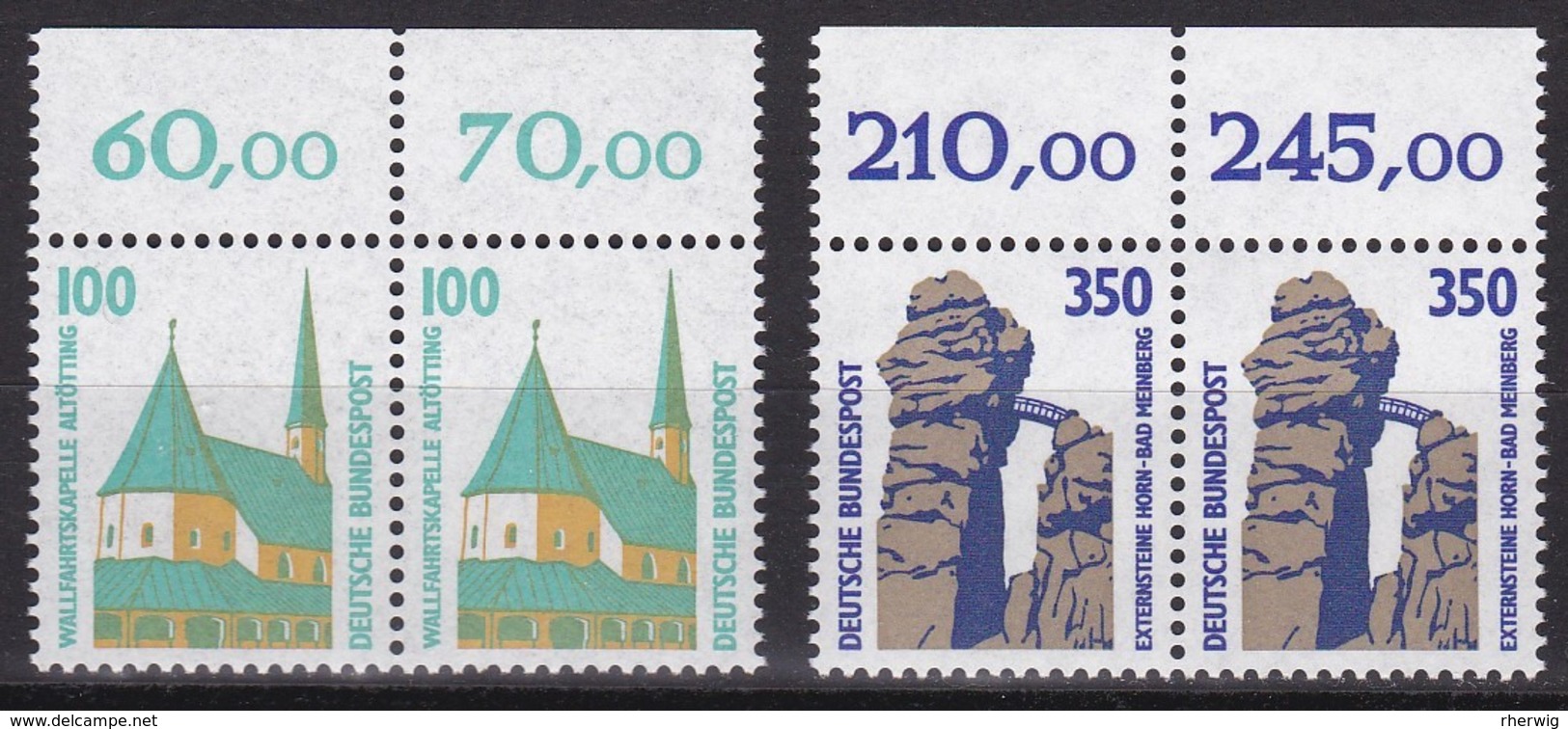 BRD, 1989, Sehenswürdigkeiten (VI), 2 Waagerechte Paare Mit Oberrand Mi.Nr. 1406-1407 ** - Ungebraucht