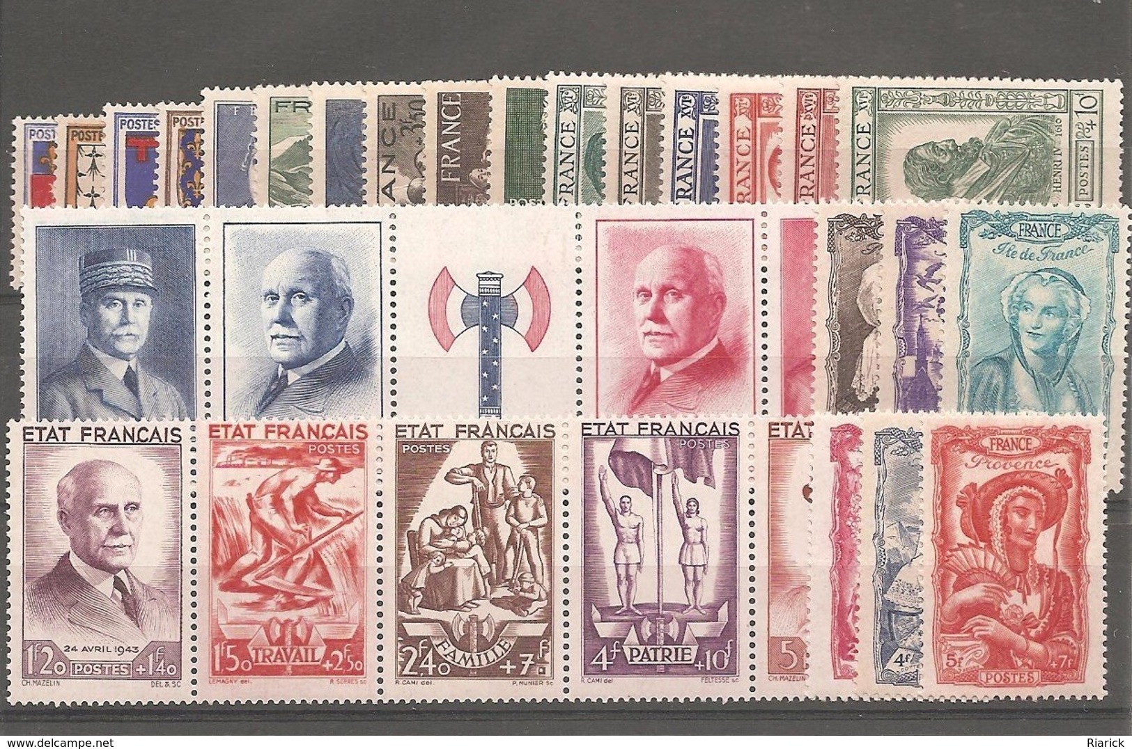 FRANCE ANNEE COMPLETE 1943 MNH Neufs - Neufs