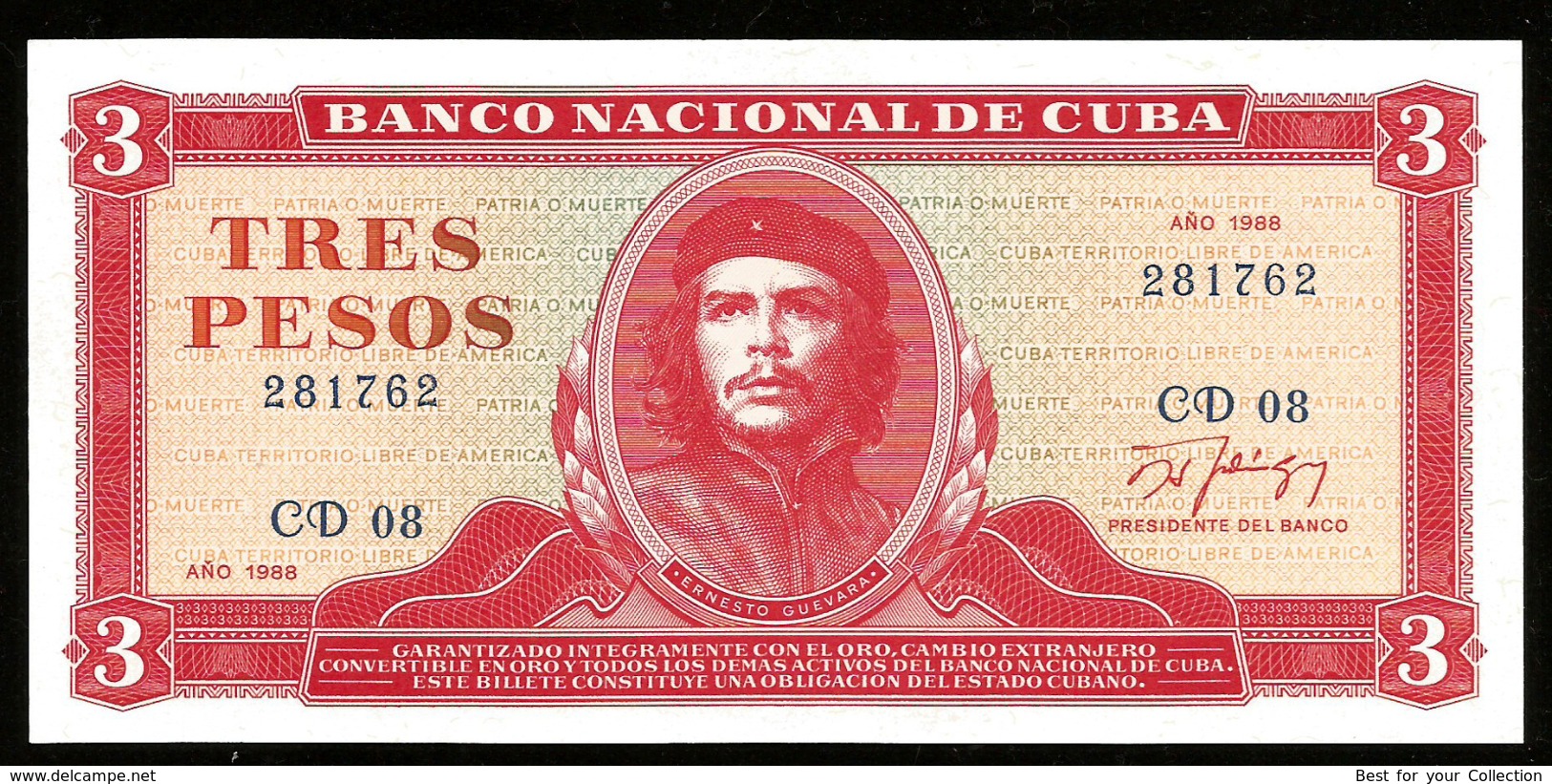 * Cuba 3 Pesos 1988  ! UNC ! #D6 - Cuba