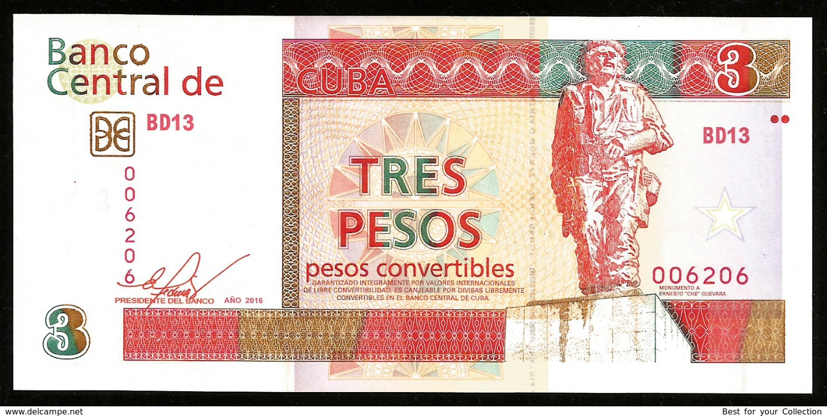 * Cuba 3 Pesos Convertibles 2016  ! UNC !  #D6 - Cuba