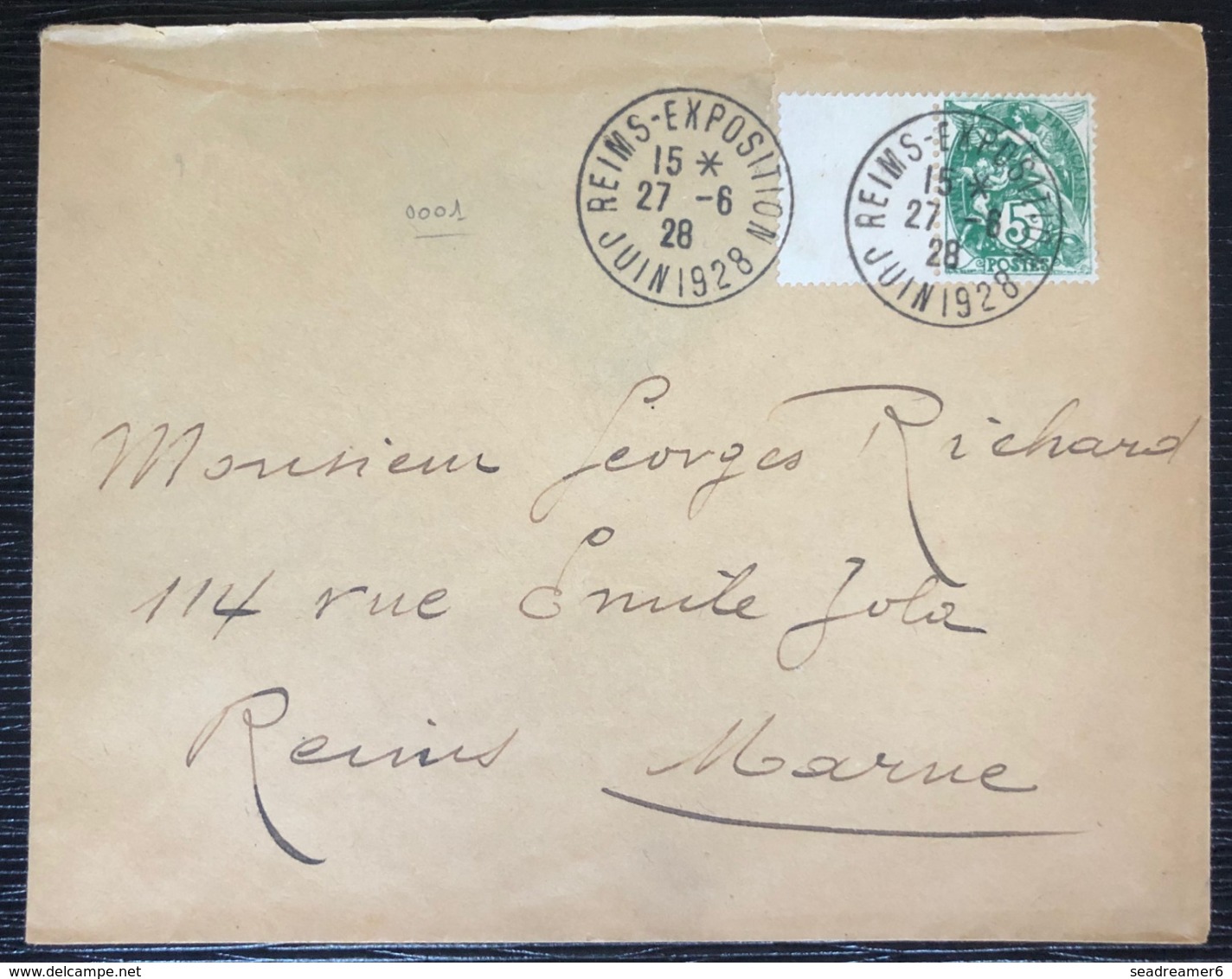 Lettre De Reims Expo En 1928 Avec Type Blanc à 5c En Port  Local - 1900-29 Blanc