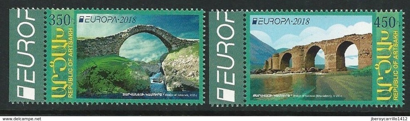 NAGORNO KARABAKH/ ARMENIA KARABAKH/ BERGKARABAKH -EUROPA 2018 - "PUENTES.- BRIDGES - BRÜCKEN - PONTS".- Serie 2 V. - 2018