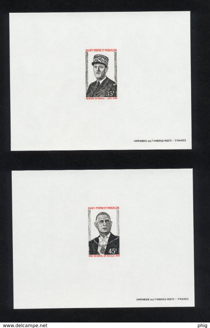 SPM 2 EPREUVES DE LUXE DE 1971 " GENERAL DE GAULLE "  DES TIMBRES N° 419 ET 420 YVERT ET TELLIER -  ETAT ** - - De Gaulle (General)