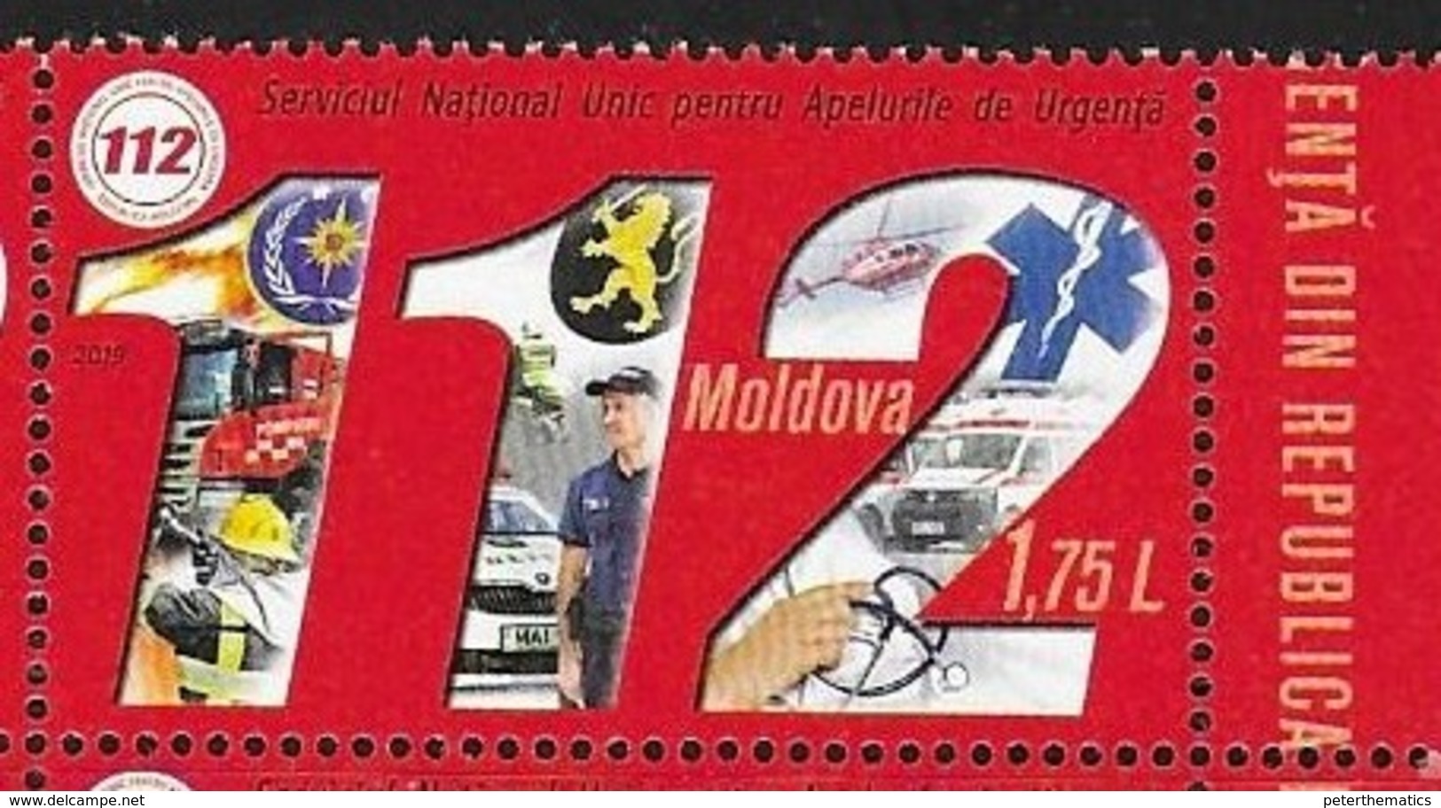 MOLDOVA, 2018,  MNH, 112, PAN EUROPEAN EMERGENCY NUMBER, FIREMEN, HELICOPTERS, AMBULANCES, EMERGENCY SERVICES, 1v - Firemen