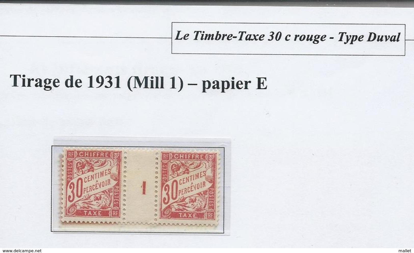 Taxe N°33 Millésime 1 - Neuf (1931) - 1859-1959.. Ungebraucht