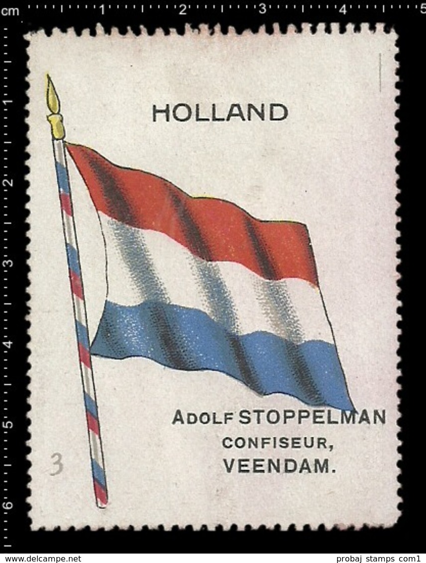 Old  Dutch Poster Stamp Cinderella Vignette Erinoffilo Reklamemarke Flag Flagge Netherlands Holland. - Other & Unclassified