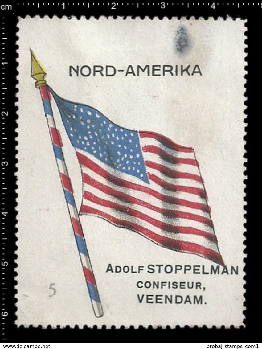 Old  Dutch Poster Stamp Cinderella Vignette Erinoffilo Reklamemarke Flag Flagge NordAmerika North America - Sonstige & Ohne Zuordnung