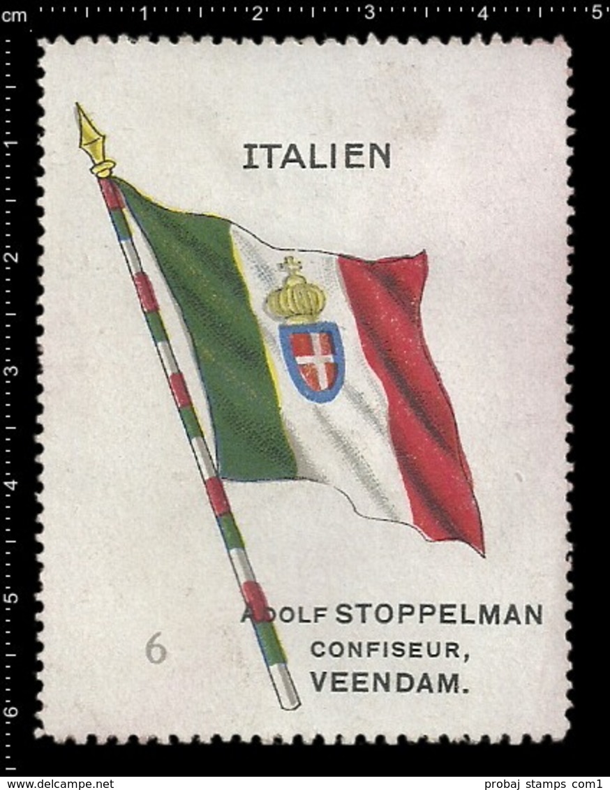 Old  Dutch Poster Stamp Cinderella Vignette Erinoffilo Reklamemarke Flag Flagge Italien Italy. - Other & Unclassified