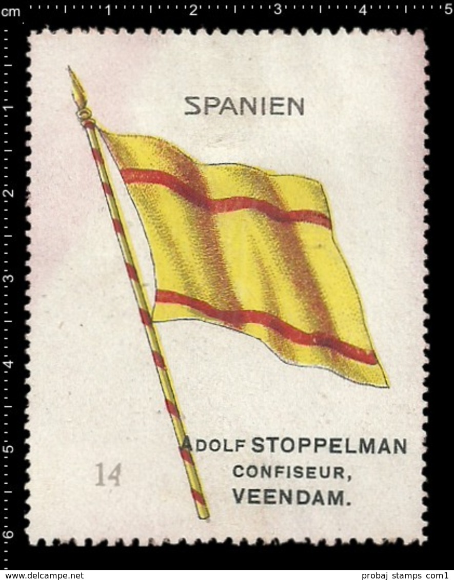 Old  Dutch Poster Stamp Cinderella Vignette Erinoffilo Reklamemarke Flag Flagge Spanien Spain. - Sonstige & Ohne Zuordnung