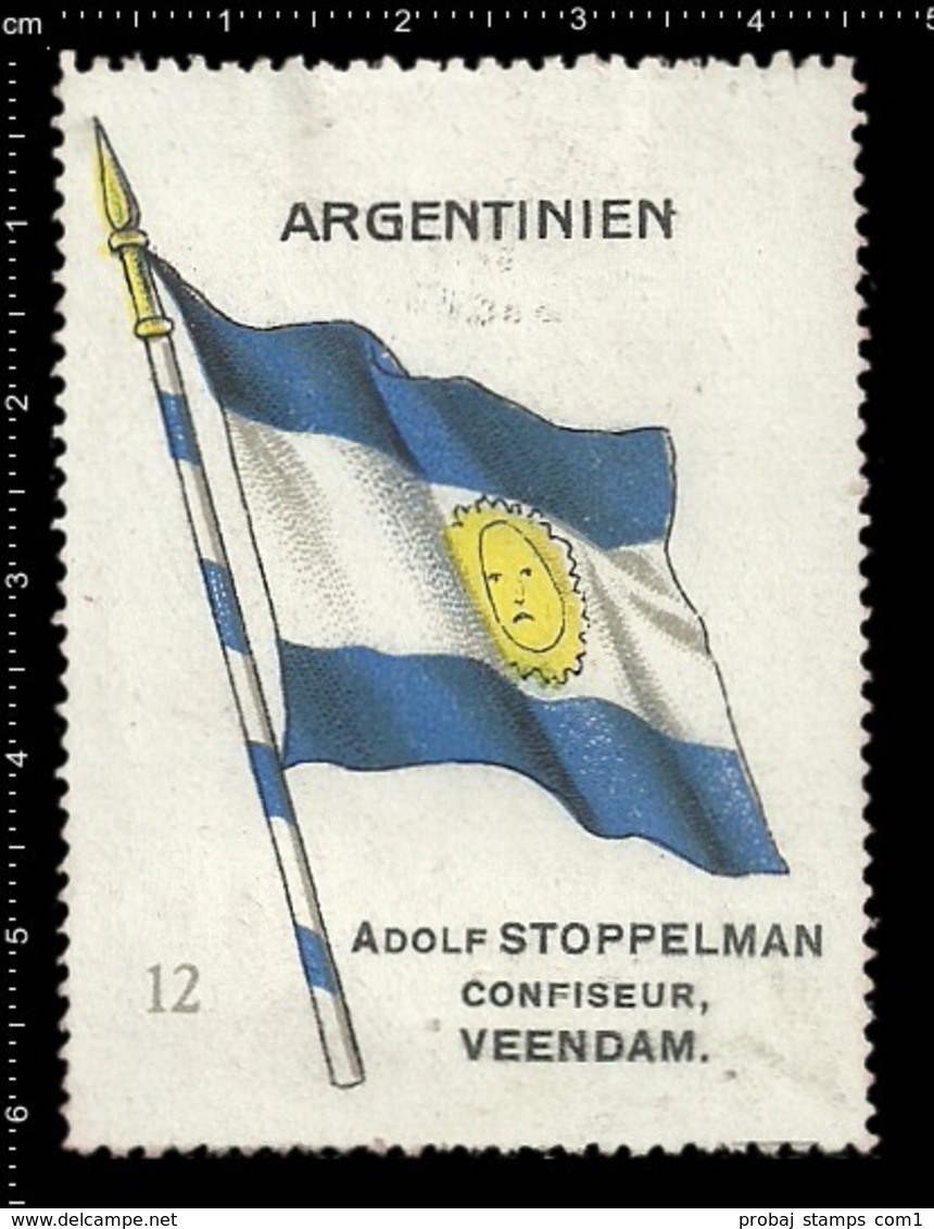 Old  Dutch Poster Stamp Cinderella Vignette Erinoffilo Reklamemarke Flag Flagge Argentinien Argentina. - Sonstige & Ohne Zuordnung