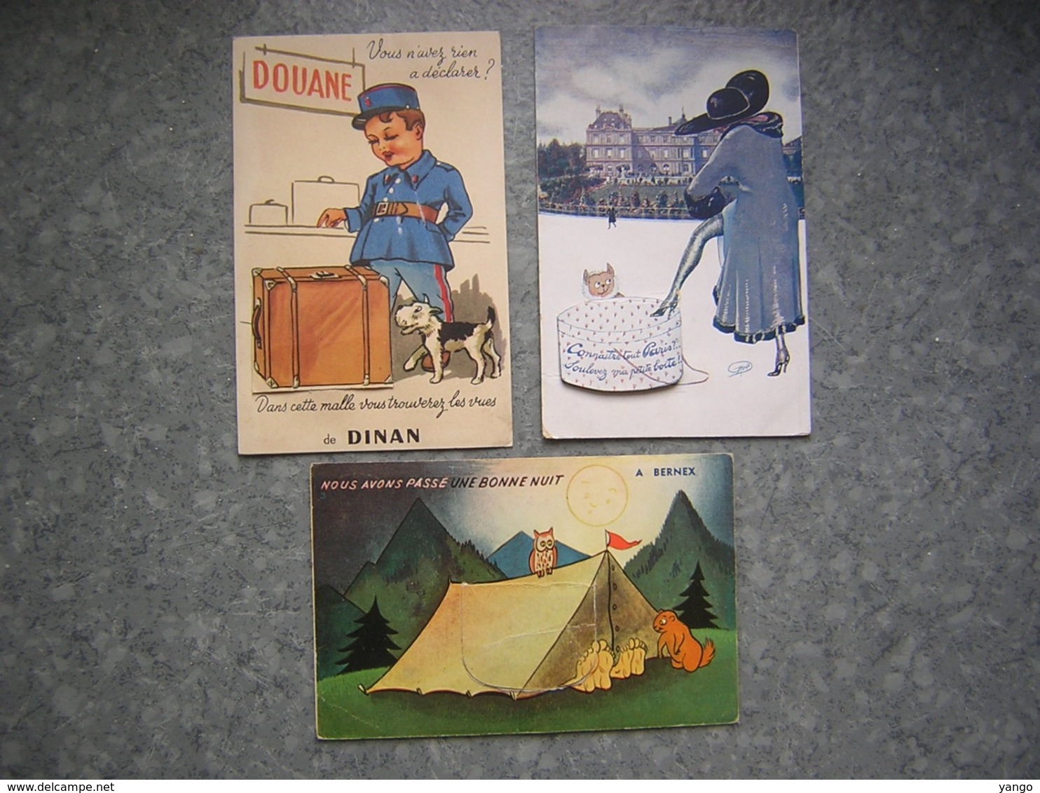 LOT DE 3 CARTES SYSTEME PHOTOS - PARIS, DINAN, BERNEX - Cartoline Con Meccanismi