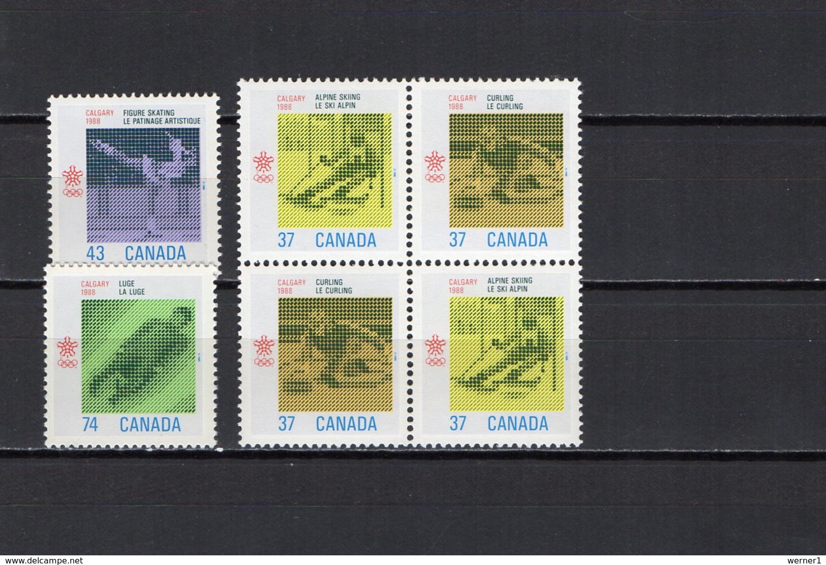 Canada 1988 Olympic Games Calgary Block Of 4 + 2 Stamps MNH - Winter 1988: Calgary