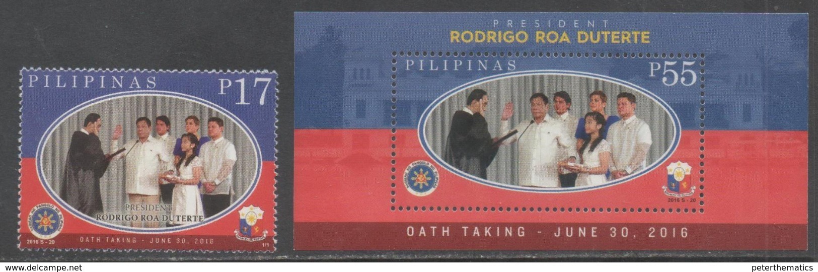 PHILIPPINES ,2016, MNH,PRESIDENT DUTERTE, OATH TAKING, 1v+ S/SHEET - New Year