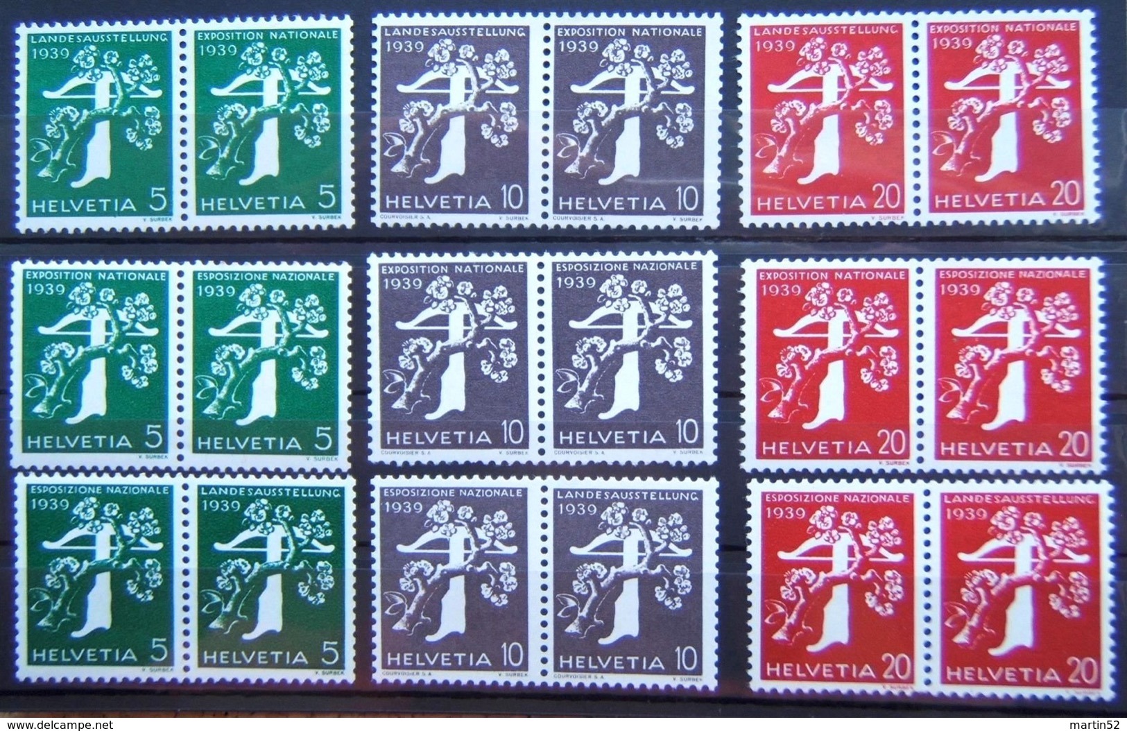 Schweiz Suisse 1939: ALLE PAARE Landi-EXPO-Rollenmarken Zu Z25-Z27d+e+f Mi W7/W23 ** Postfrisch MNH (Zu CHF 114.00) - Se-Tenant