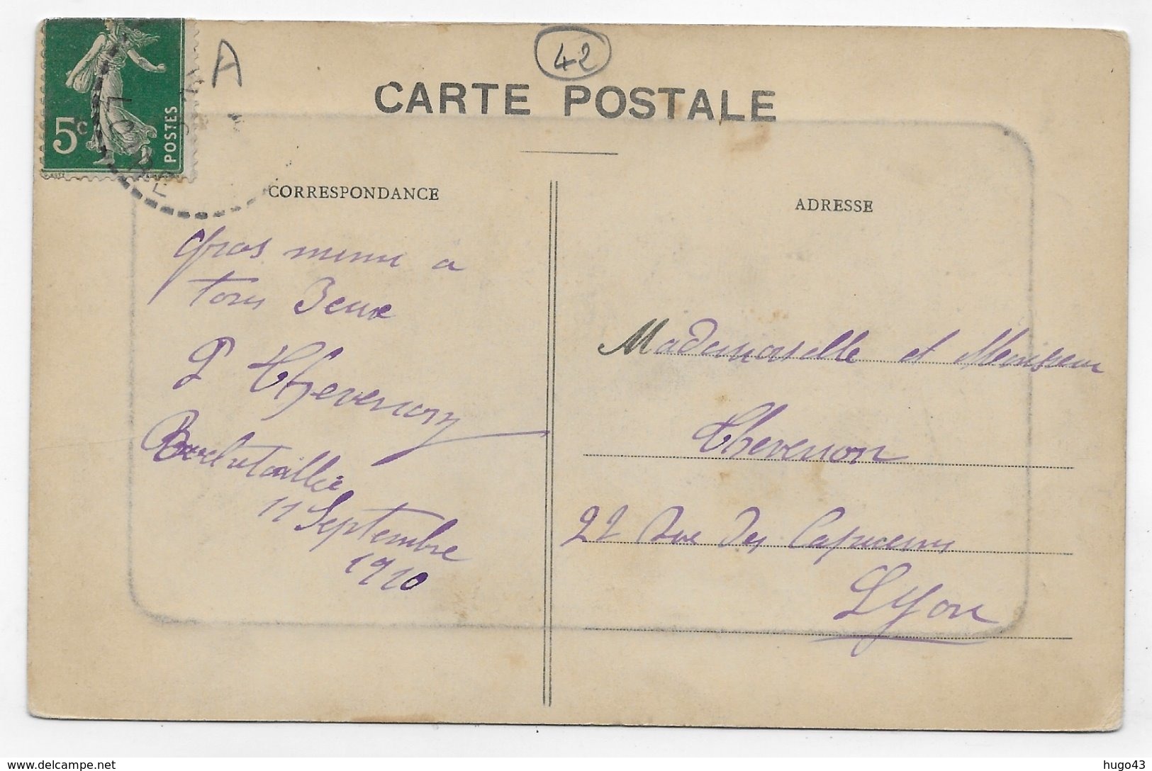 (RECTO / VERSO) ROCHETAILLEE EN 1910 - BARRAGE DU GOUFFRE D' ENFER  - CPA VOYAGEE - Rochetaillee