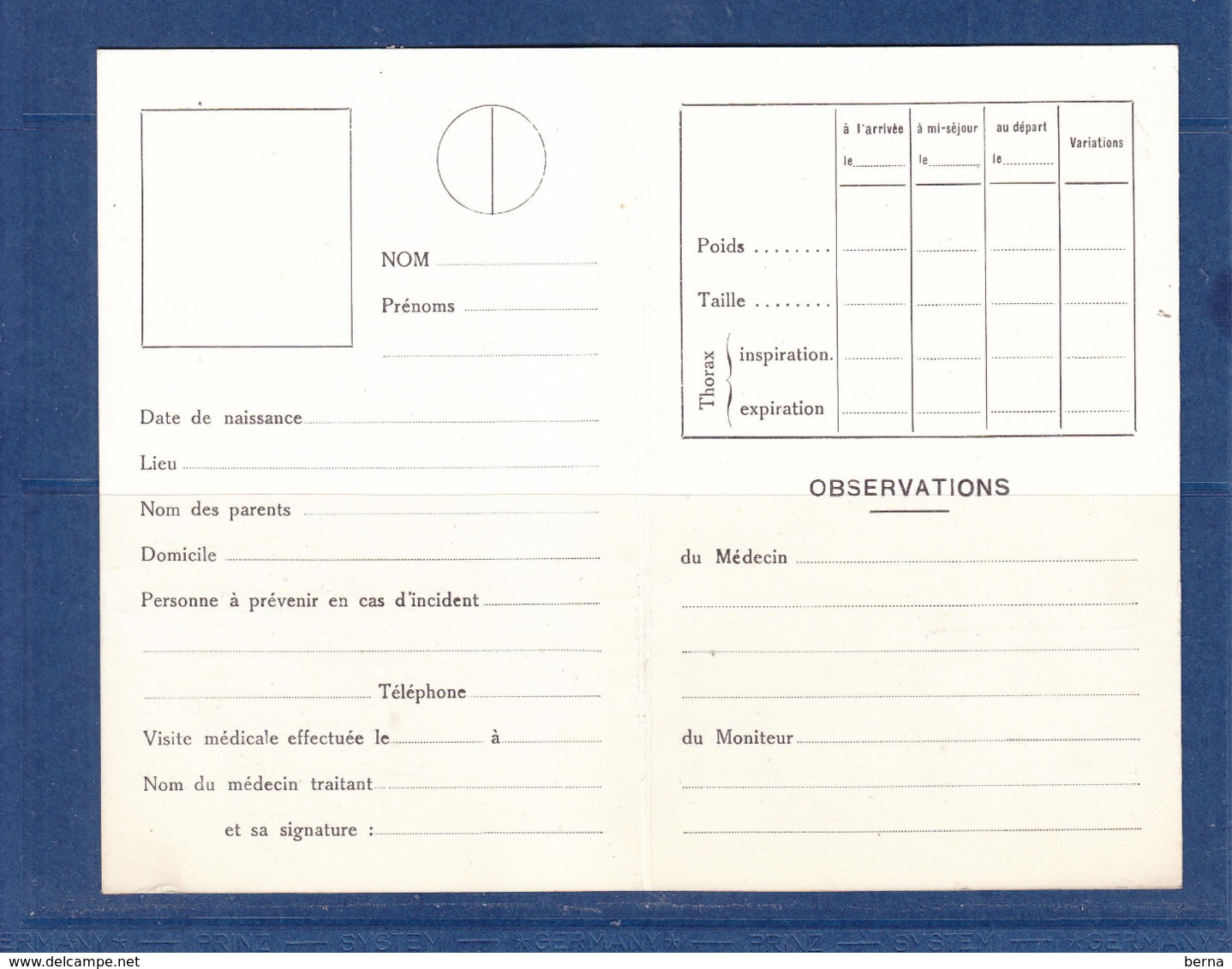 74 SALLANCHES CARTE PASSEPORT D'UN CAMP DE VACANCES EN 1943 MONT BLANC - Sallanches