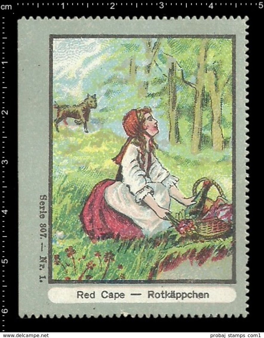 German Poster Stamp Cinderella Erinoffilo Reklamemarke Fairy Tales Märchen Little Red Riding Hood Rotkäppchen Wolf. - Fairy Tales, Popular Stories & Legends