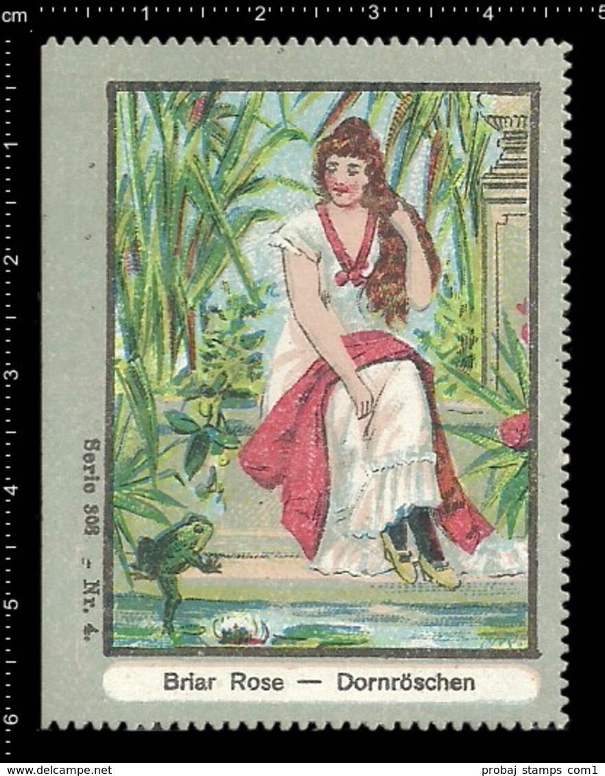 Old German Poster Stamp Cinderella Erinoffilo Reklamemarke Fairy Tales Märchen Sleeping Beauty Dornröschen, Frog Frosch. - Fairy Tales, Popular Stories & Legends