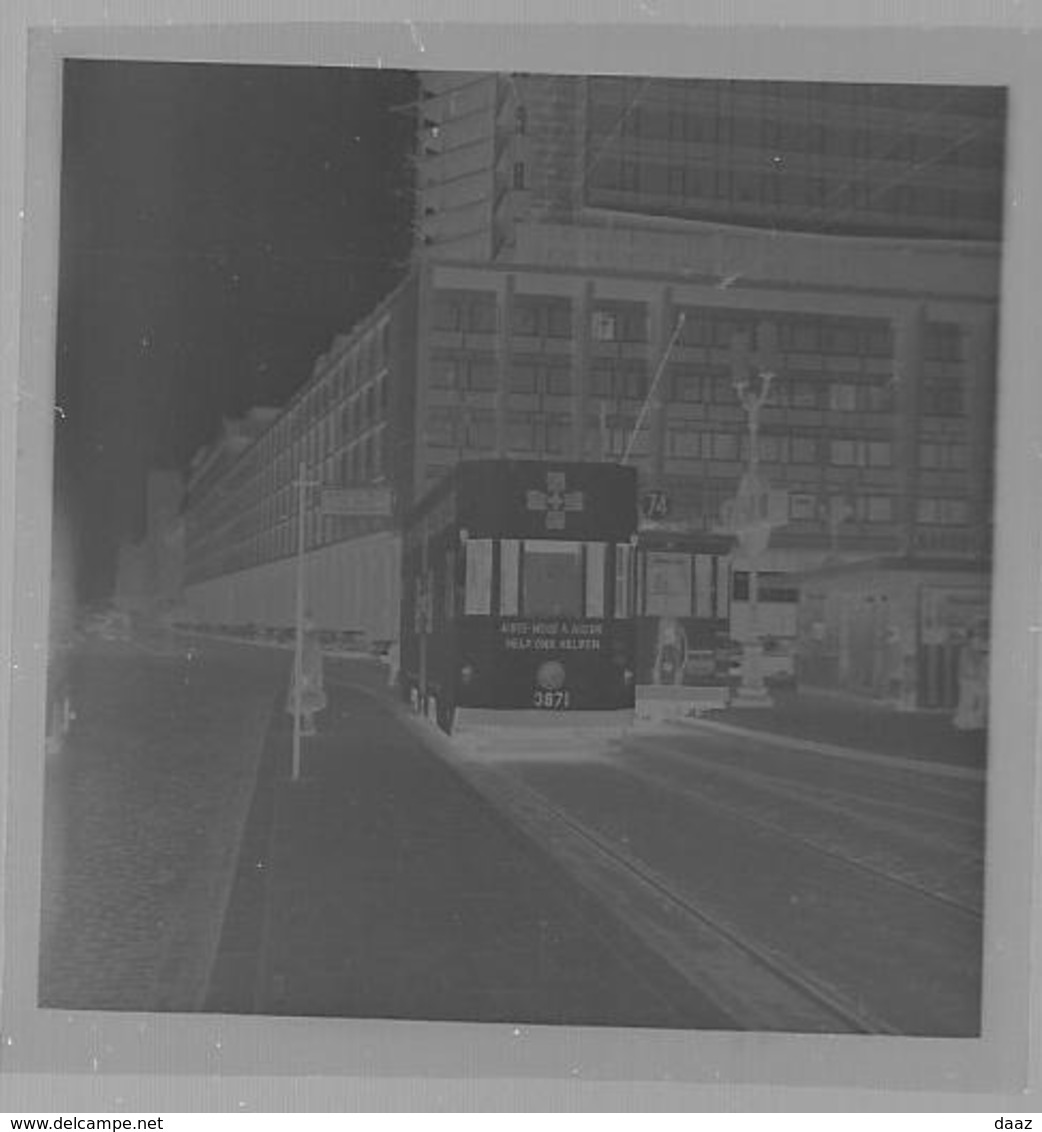 Bruxelles 1960 Tram Croix Rouge Négatif 6x6 - Autres & Non Classés