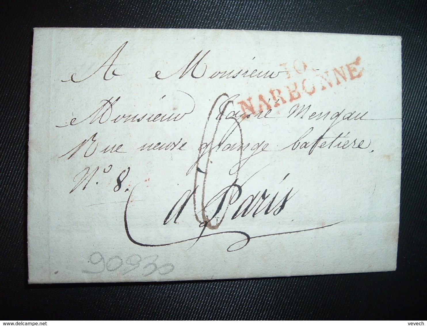 LETTRE (pli Avec Sa Correspondance Intéressante Inondation) Datée 7 Février 1819 + Griffe Rouge 10 NARBONNE (11 AUDE) - 1801-1848: Precursores XIX