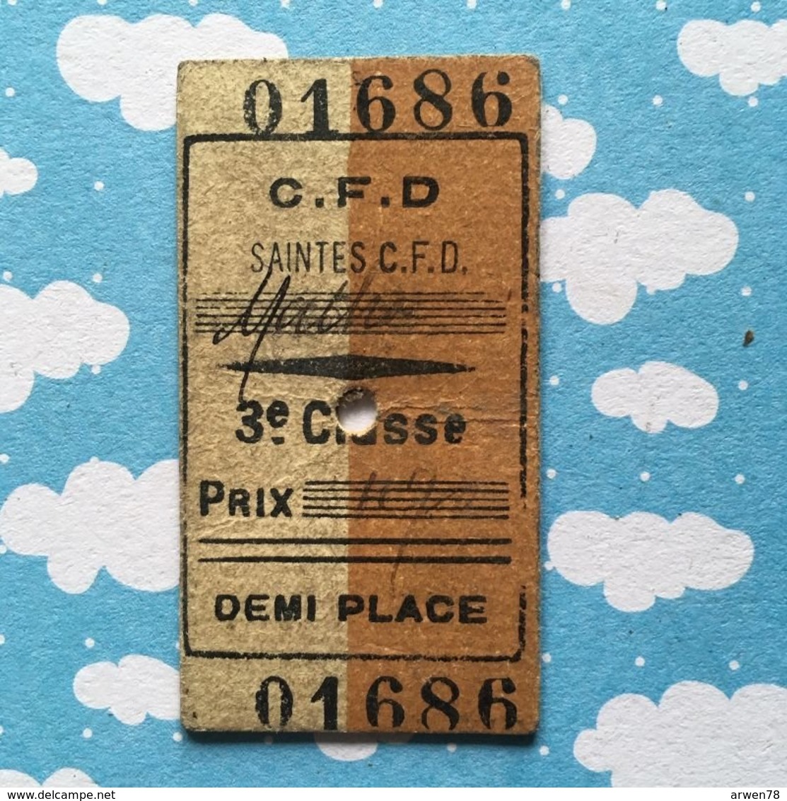 WWII Ticket De Transport C F D SAINTES MATHA 3eme Classe 1940 ( Train ?) Demi Place - Europe