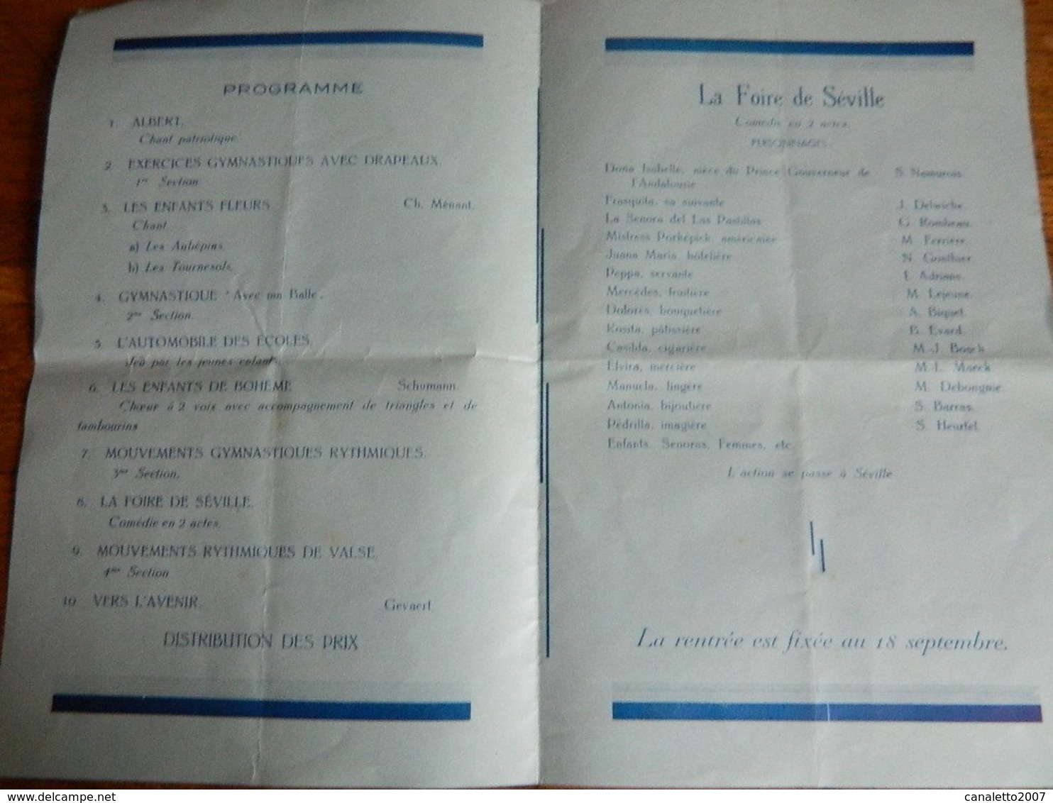 WAVRE:PROGRAMME DU PENSIONNAT DE LA PROVIDENCE DU 17 JUILLET 1934 DISTRIBUTION DES PRIX - Programmes