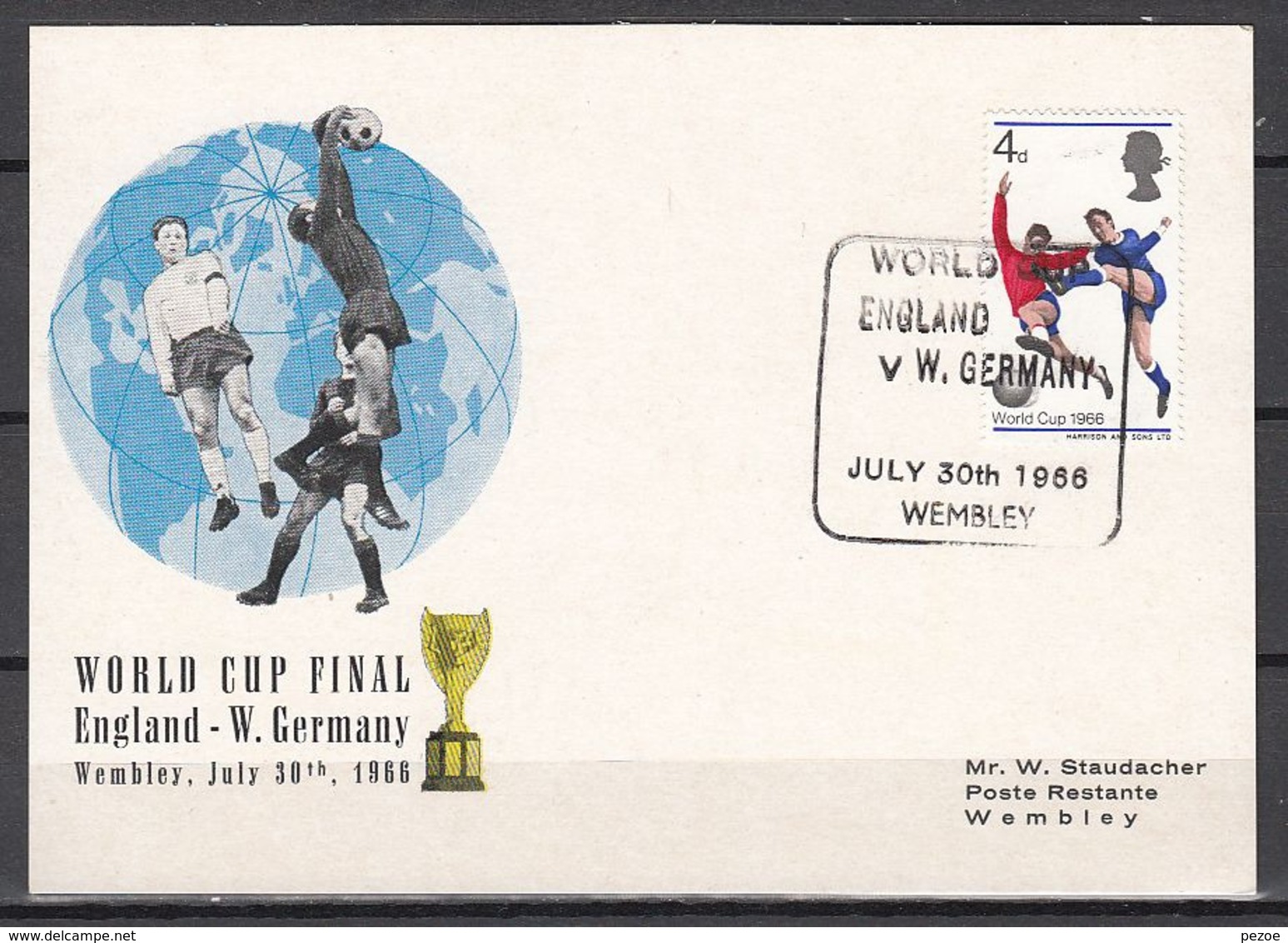 Football / Soccer / Fussball - WM 1966:  UK  SoKarte, Used - 1966 – Angleterre