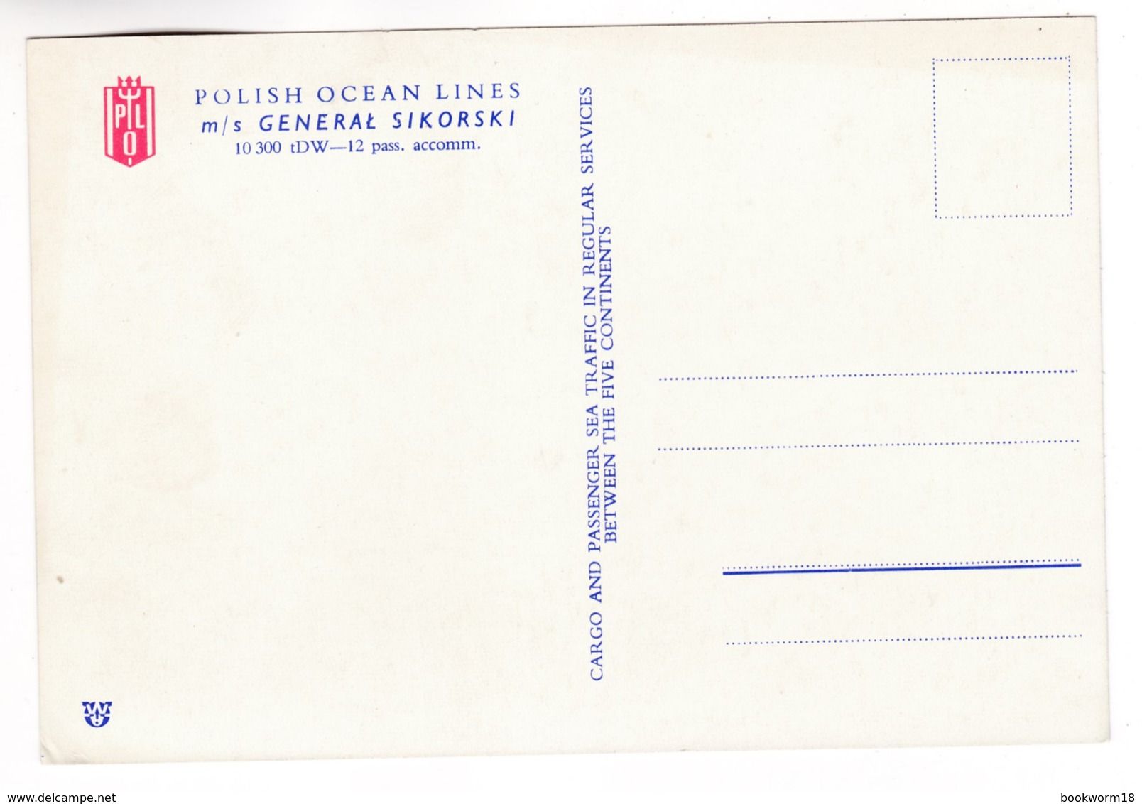 CP1157 Polish Ocean Lines M/s GENERAL SIKORSKI Ship Artist Signed Postcard - Handel