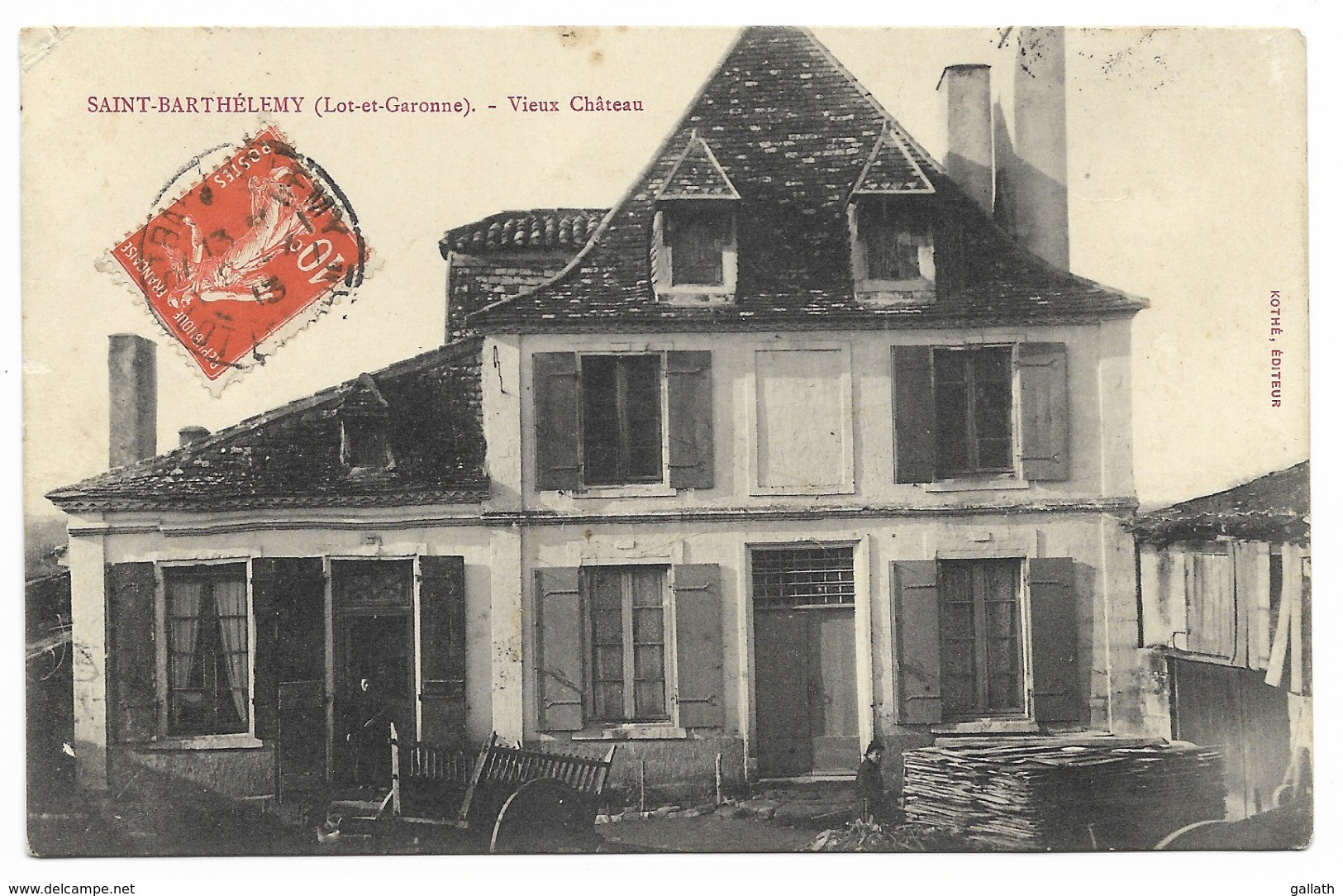 47-SAINT-BARTHELEMY-Vieux Chateau...1913  Animé  (Verso Auréole, Coin Pli) - Autres & Non Classés