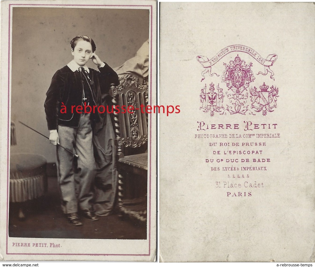 CDV  Jeune Garçon élégant Vers 1870-photo Pierre Petit à Paris - Old (before 1900)