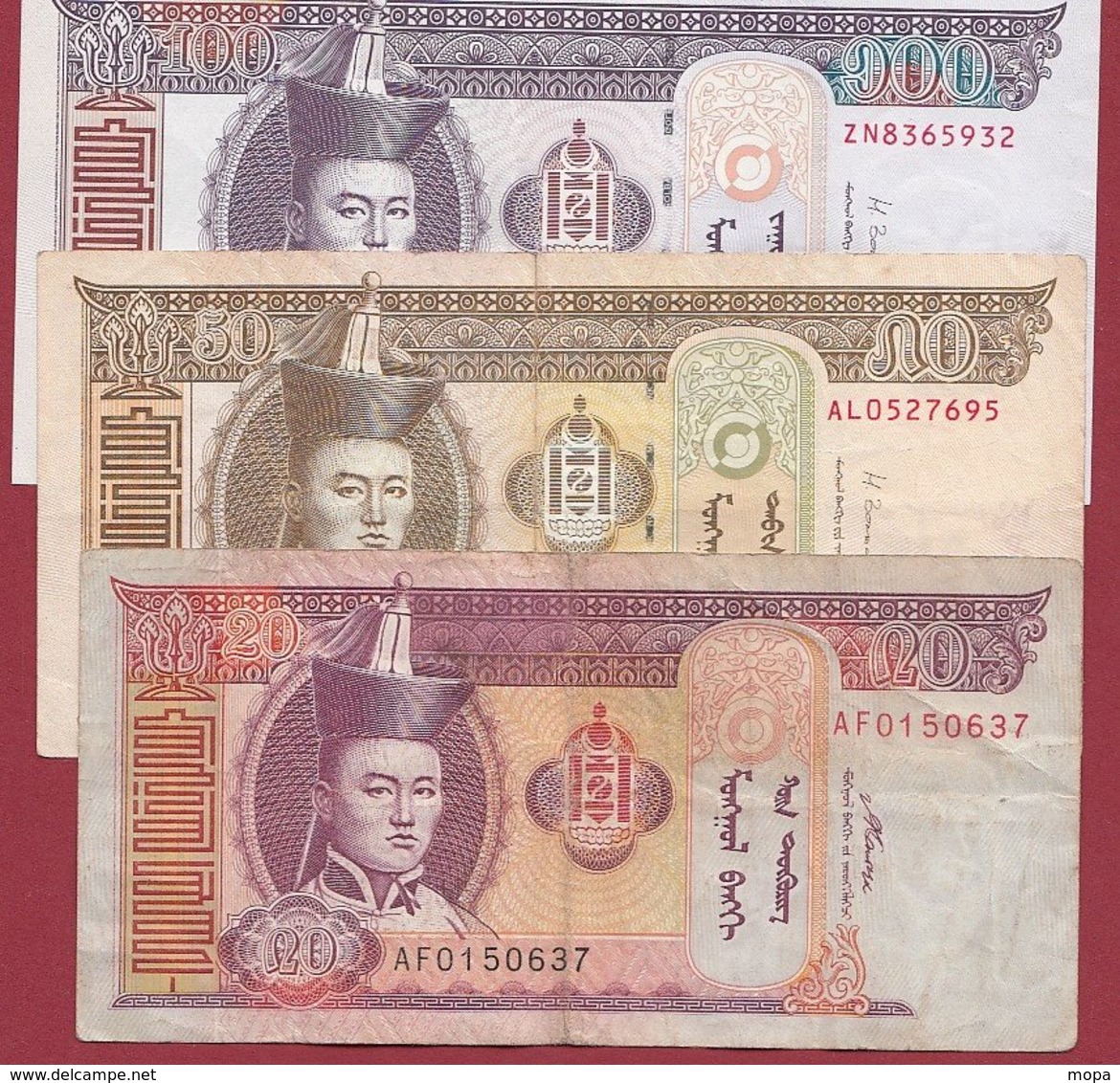 Mongolie 3 Billets Dans L 'état (5 Lots AUCUN DOUBLE) Lot N °3 - Mongolië