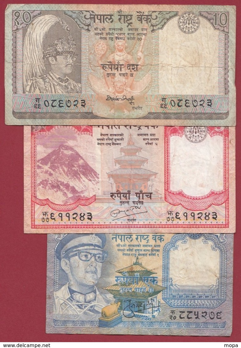 Népal  3 Billets Dans L 'état (5 Lots AUCUN DOUBLE) Lot N °2 - Nepal