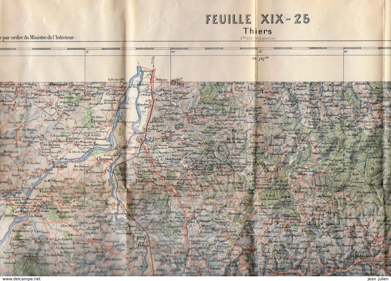 63 - THIERS -  Carte Ancienne Dréssée Par Ordre Du Ministère De L'intérieur - Couverture Toilée - Tirage De 1896 - Topographical Maps