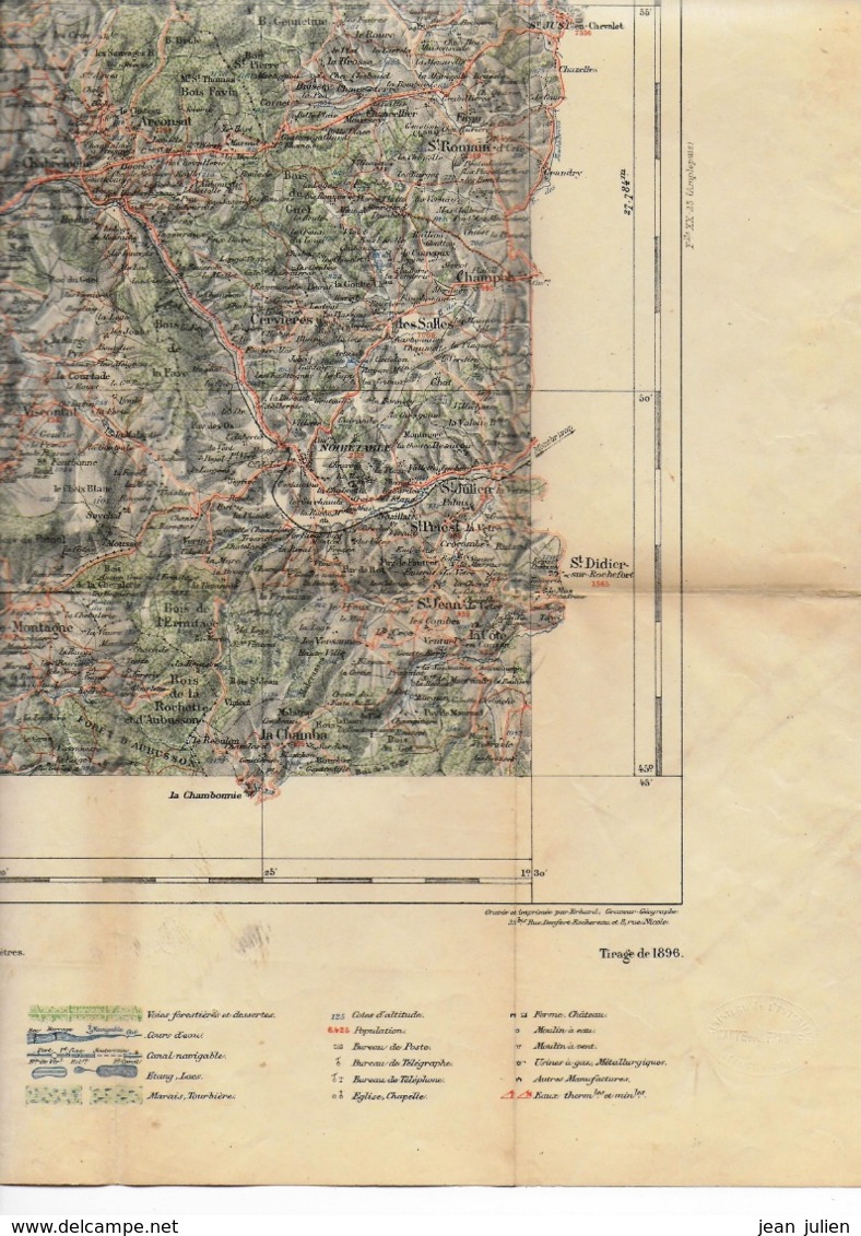 63 - THIERS -  Carte Ancienne Dréssée Par Ordre Du Ministère De L'intérieur - Couverture Toilée - Tirage De 1896 - Topographical Maps