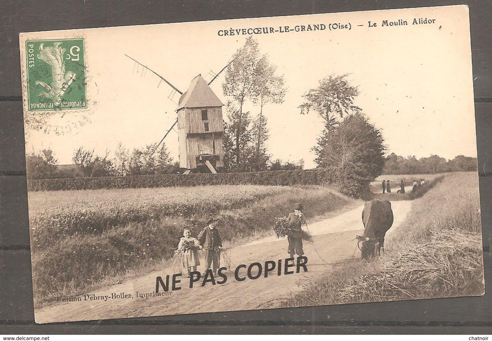Le Moulin  Alidor    Enfants   Vache    1913 - Crevecoeur Le Grand
