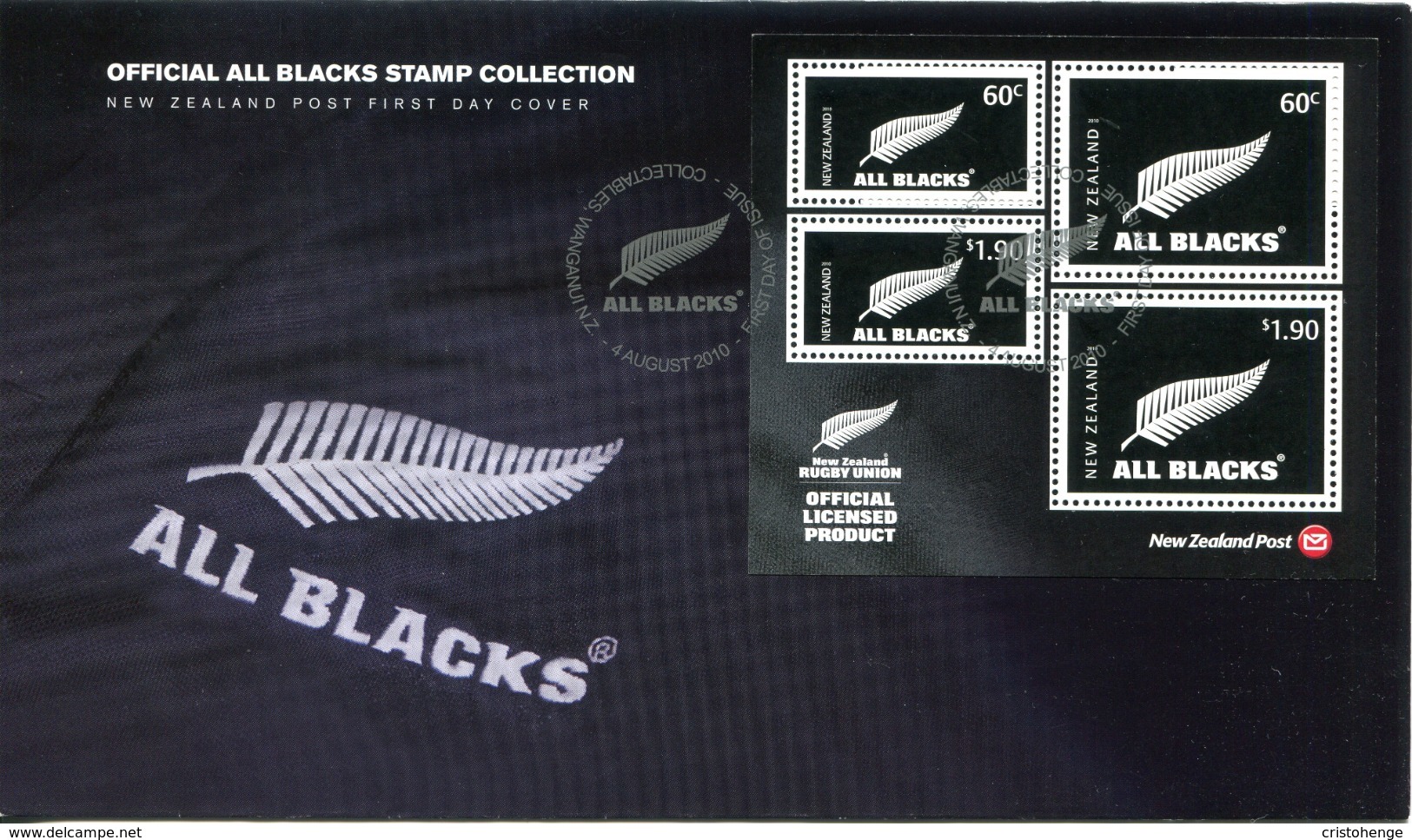 New Zealand 2010 All Blacks Rugby MS FDC Cover - FDC