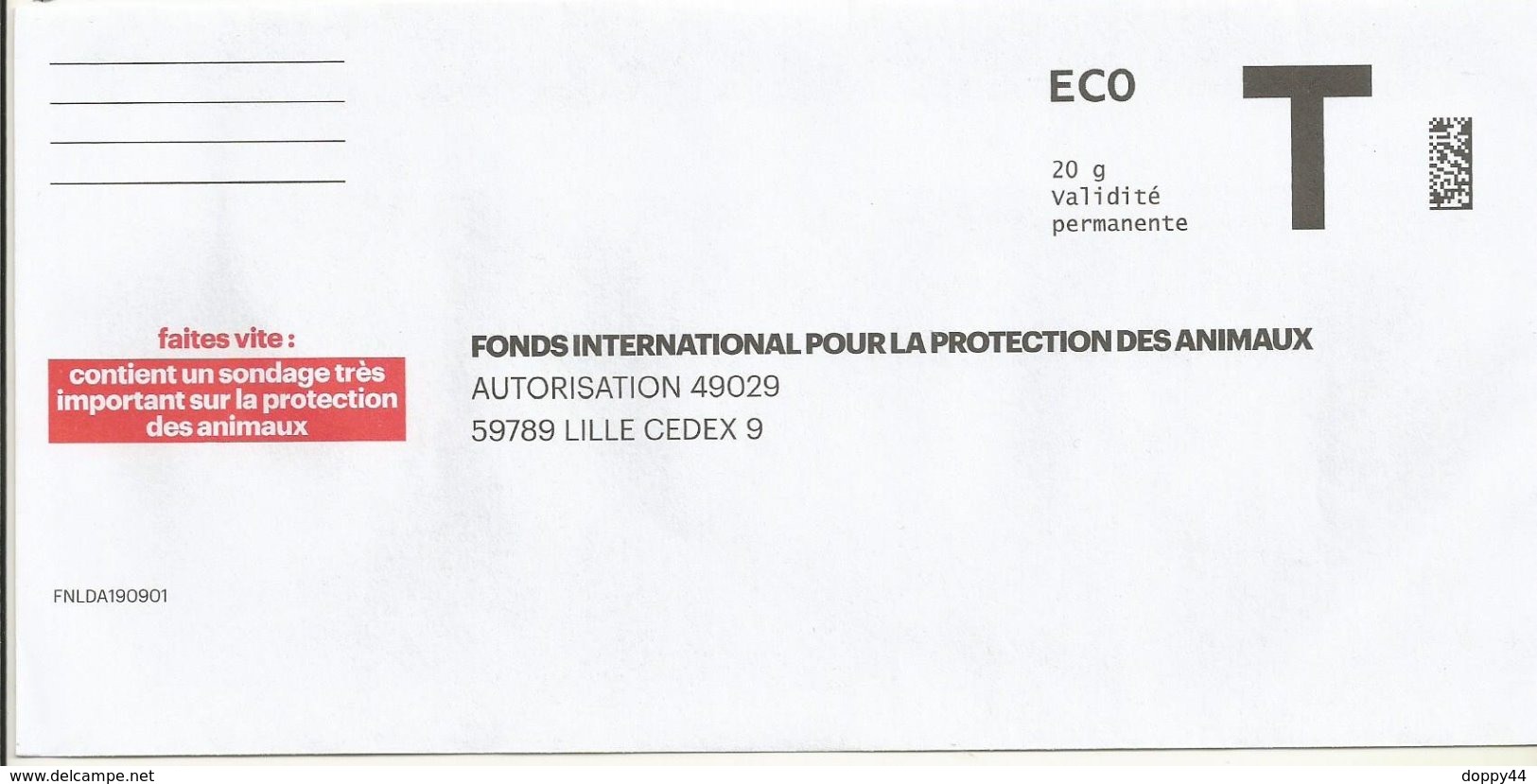 ENVELOPPE T ECO THEME PROTECTION DES ANIMAUX - Cards/T Return Covers